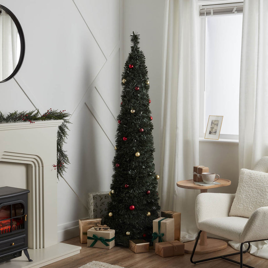 6ft Slim Trevalli Warm white LED Pre-lit Artificial Christmas tree - Green - Image 1