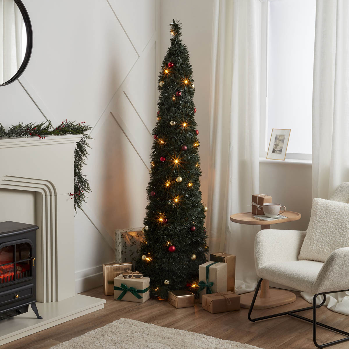 6ft Slim Trevalli Warm white LED Pre-lit Artificial Christmas tree - Green - Image 5