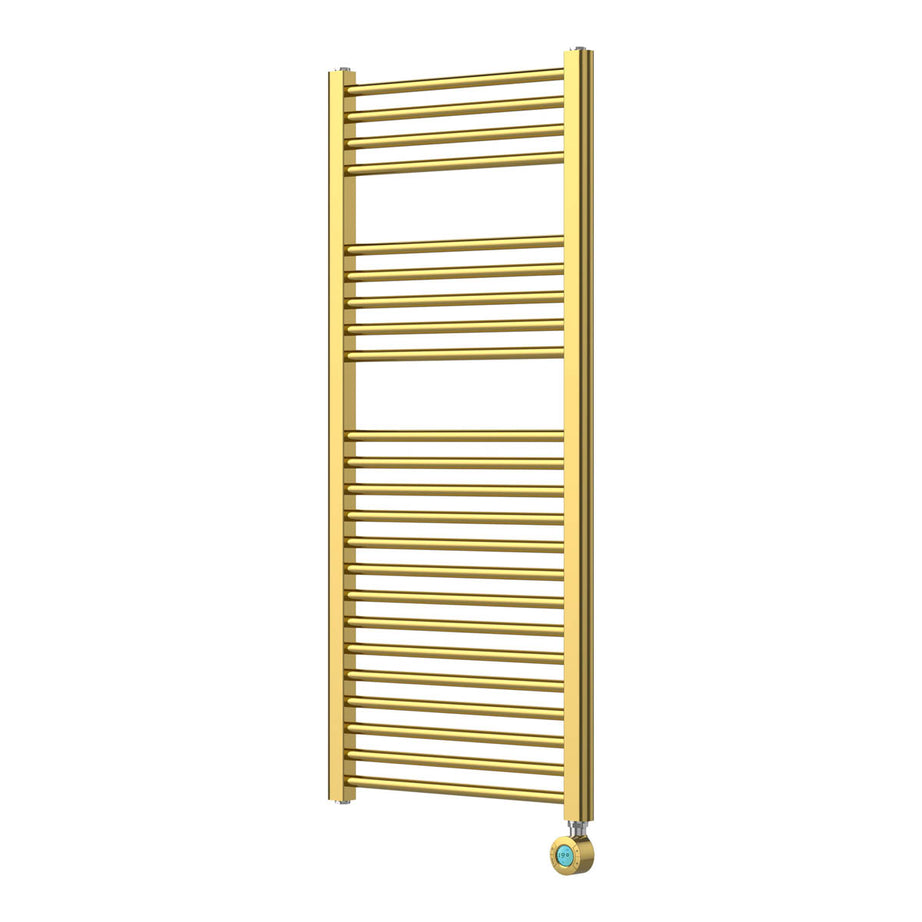 Flomasta Electric Towel Rail Radiator Brass Flat Bathroom Warmer (H)110x(W)50cm - Image 1