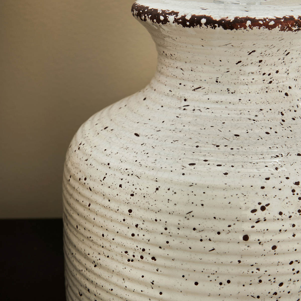Inlight Table Lamp Capan Crackled Round Natural Distressed Effect Drum Shade - Image 4