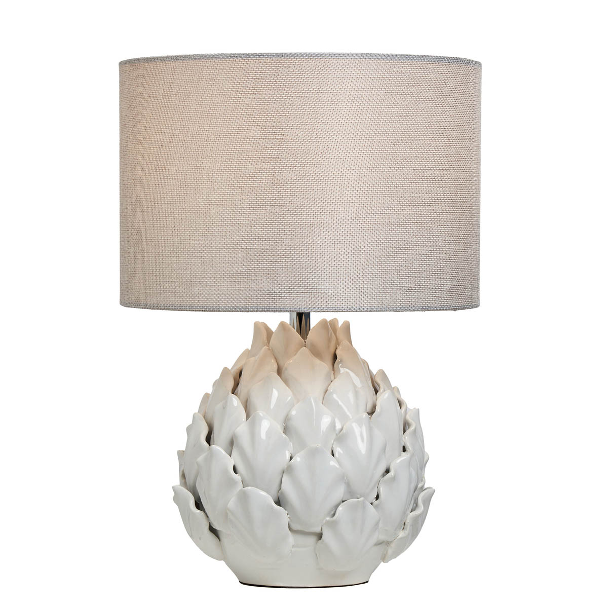 Inlight Table Lamp Gloss White Ceramic Artichoke Round Silver Shade Modern - Image 2