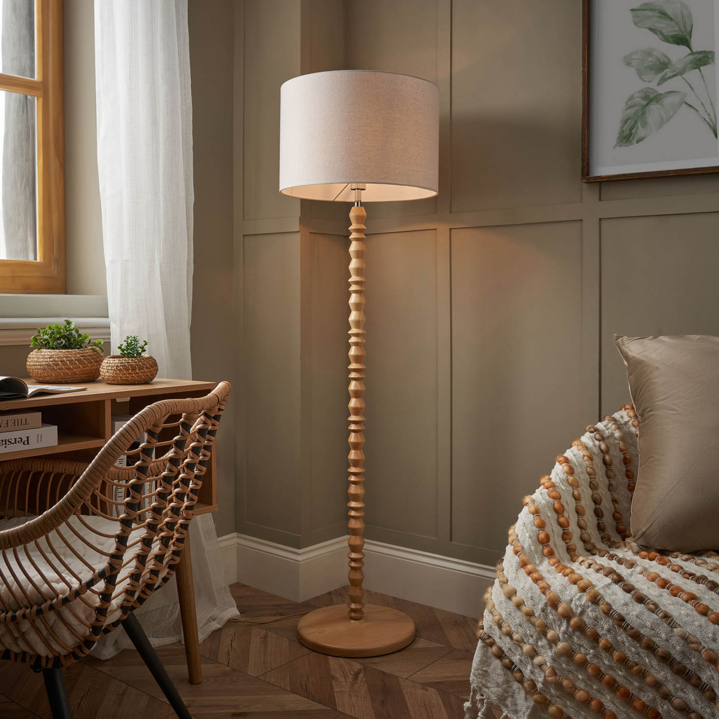 Inlight Floor lamp Patos Matt Natural Wood effect LED (H)160cm - Image 1
