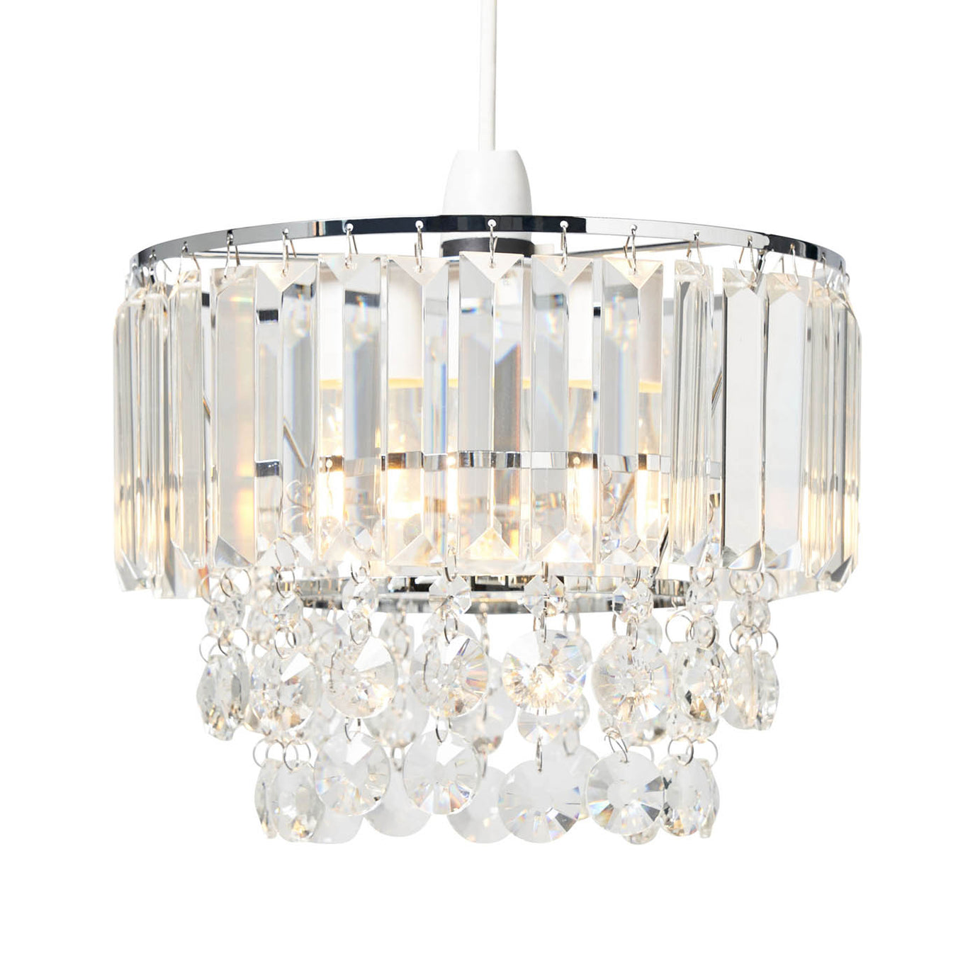 Inlight Tiered Lamp Shade Round Glass Crystals Polished Chrome Effect (D)27cm - Image 3