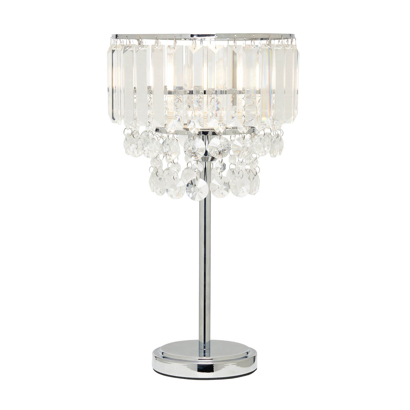 Inlight Table Lamp Tiered Glass Crystal Round Polished Chrome Effect (H)44cm - Image 2