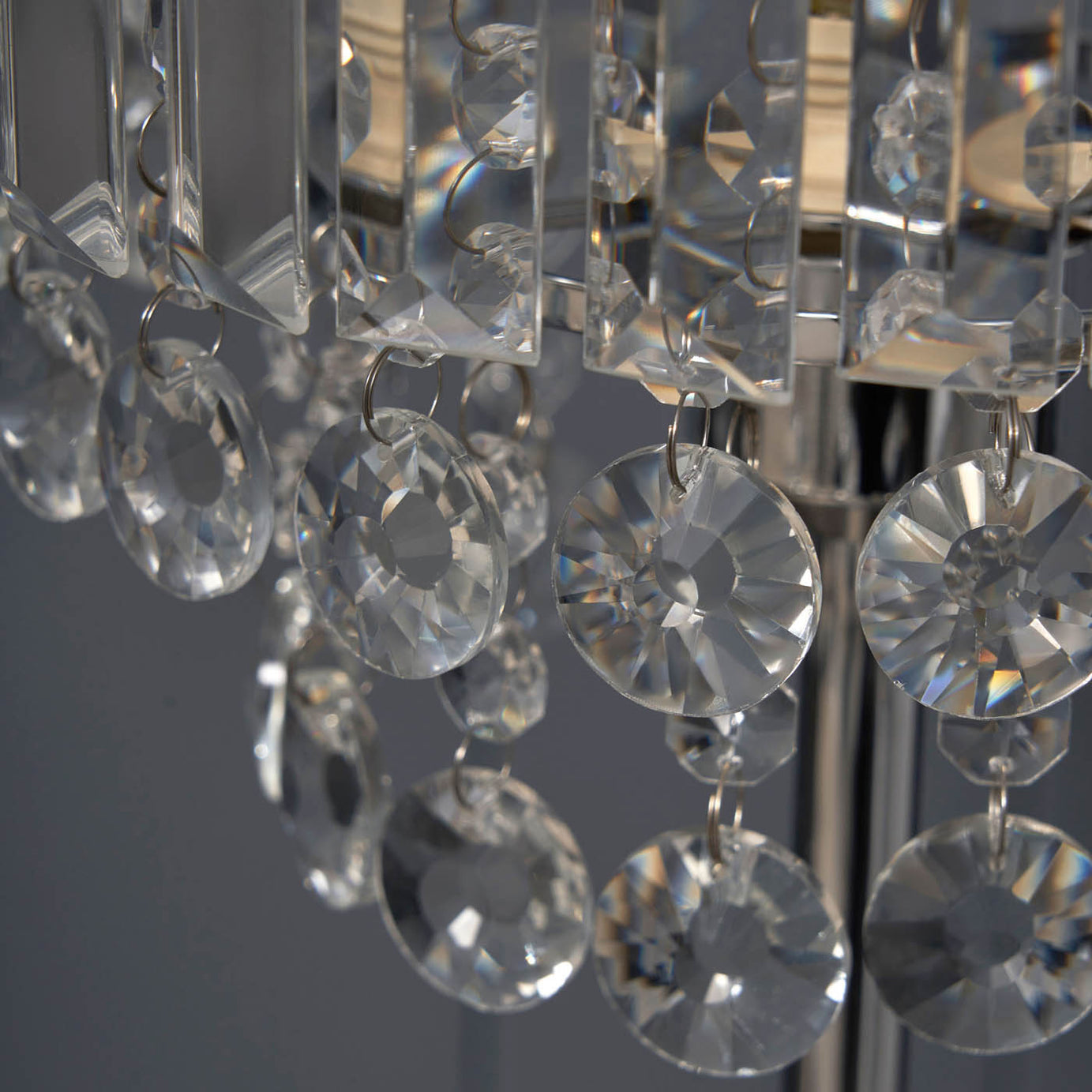 Inlight Table Lamp Tiered Glass Crystal Round Polished Chrome Effect (H)44cm - Image 5