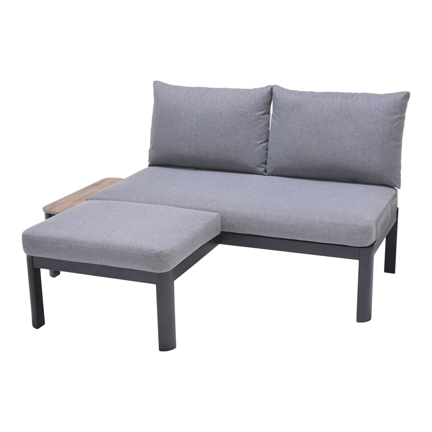 Garden Modular Corner Furniture Set 2 Seater Grey Metal Removable Cover - Image 1