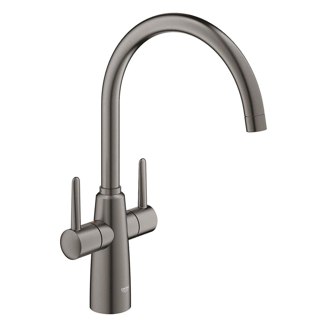 Grohe Kitchen Mixer Tap Brass Matt Anthracite Dual Lever Swivel Spot Modern - Image 1