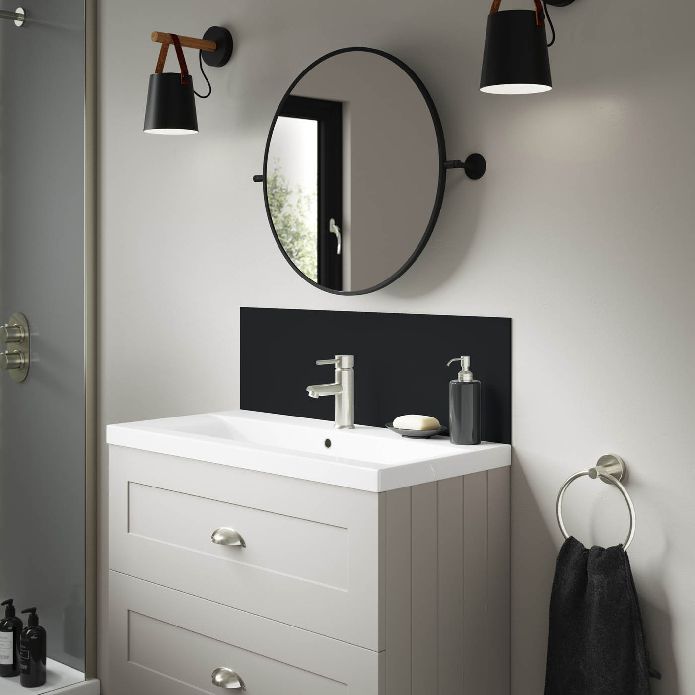Splashwall Alloy Matt Midnight grey green Aluminium Double-sided  (H)25x (W)80cm - Image 1