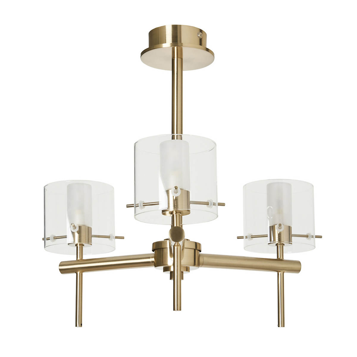 LED Ceiling Light 3 Way Satin Brass G9 IP44 Glass Steel Living Room Bedroom - Image 4