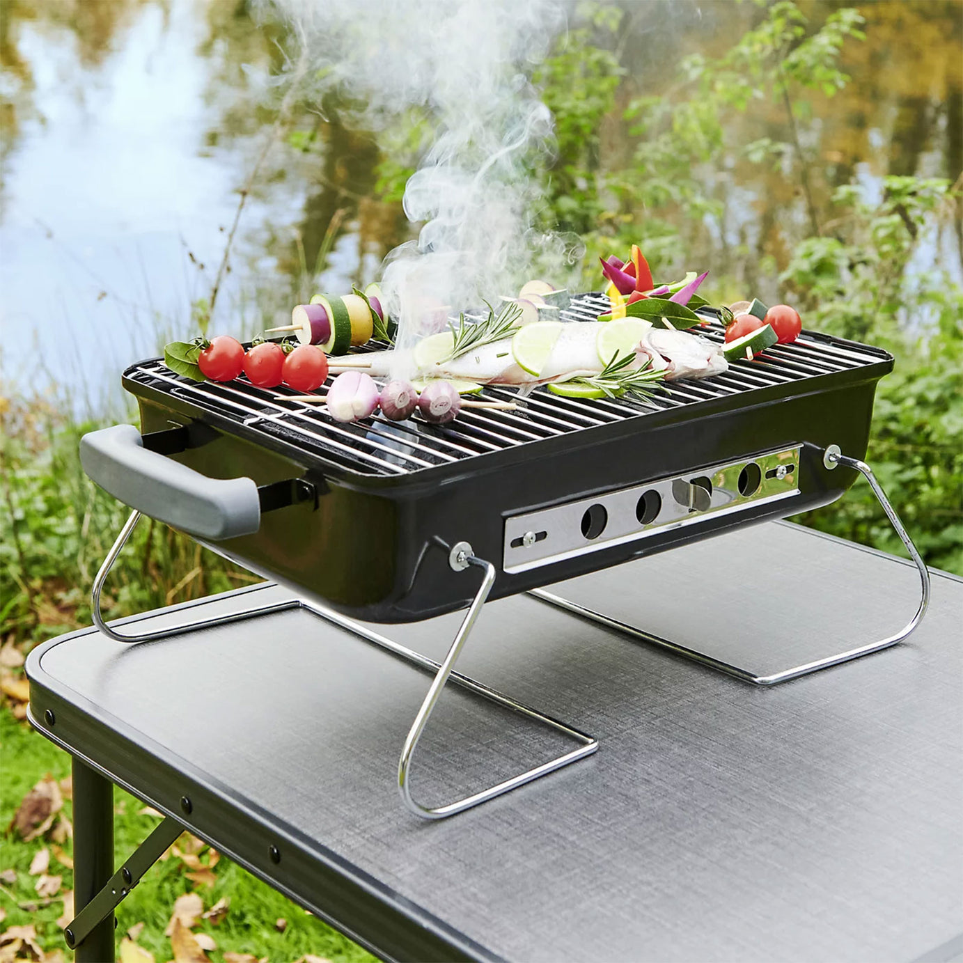 Habano Black Portable Charcoal BBQ Folding Garden Picnic Grill - Image 5