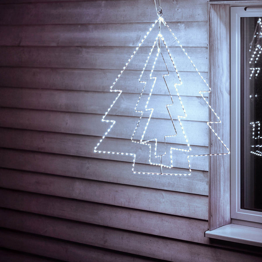 LED Christmas Tree Silhouette Wire Ice Or Warm White Indoor Outdoor Decoration - Image 4