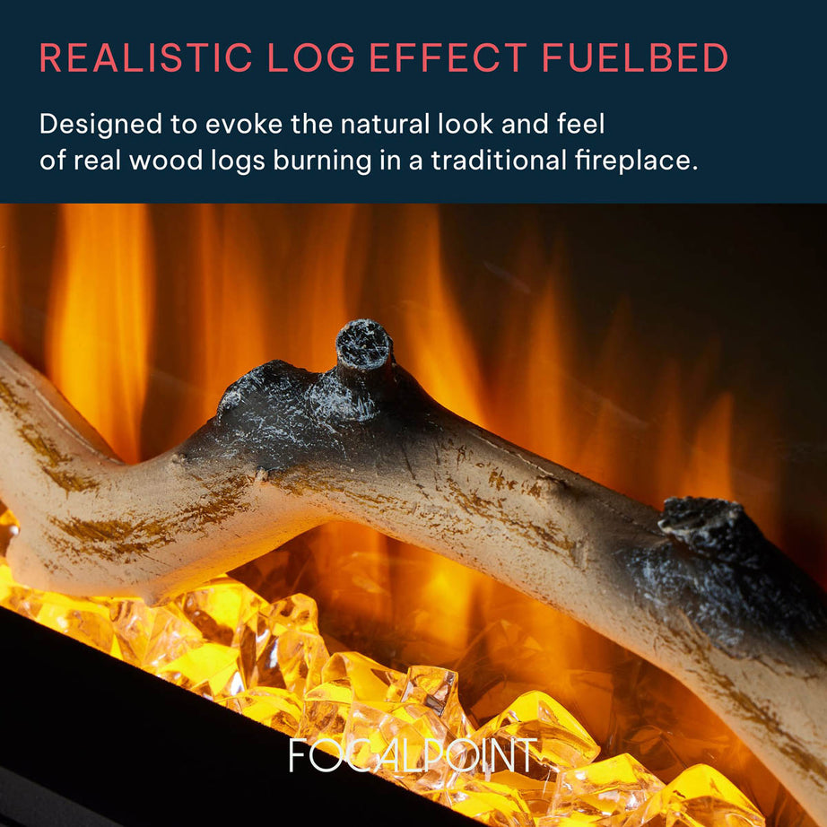 Focal Point Electric Fire Inset 1.5kW Matt Black Fireplace Log Effect Home - Image 6