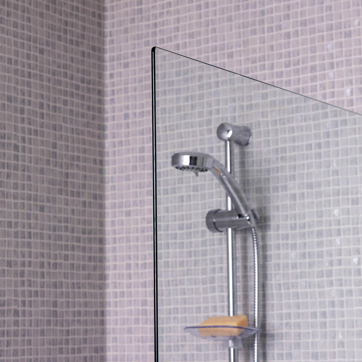 Bath Shower Screen Straight Chrome Tempered Glass Frameless Bathroom W78xH140cm - Image 4