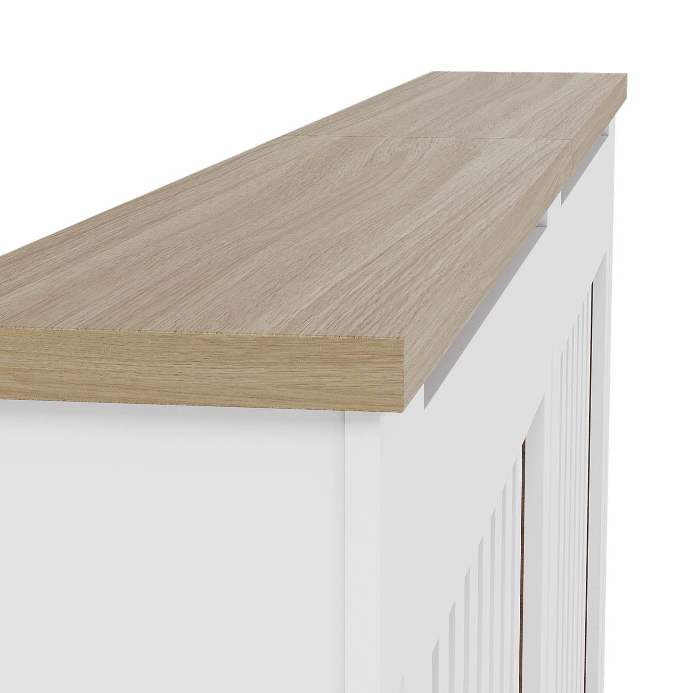 Benfield Medium White Oak veneer Vertical Slat Radiator cover 830mm(H) 1520mm(W) 190mm(D) - Image 7