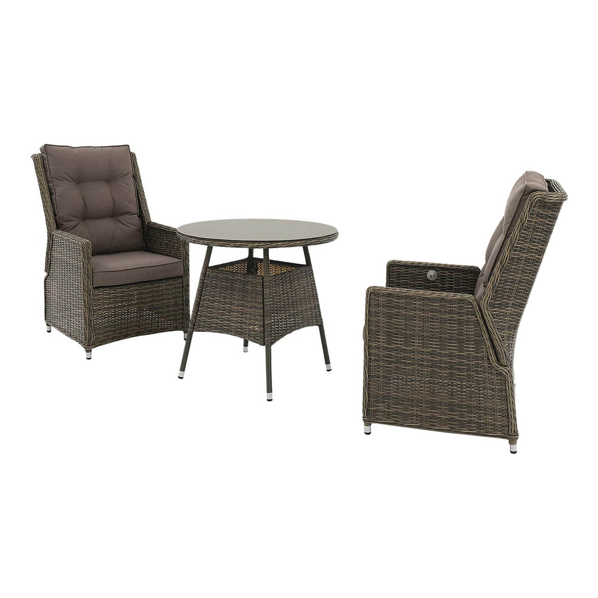 GoodHome Emali 2 Seater Bistro Set Brown Rattan Effect Patio Furniture - Image 10