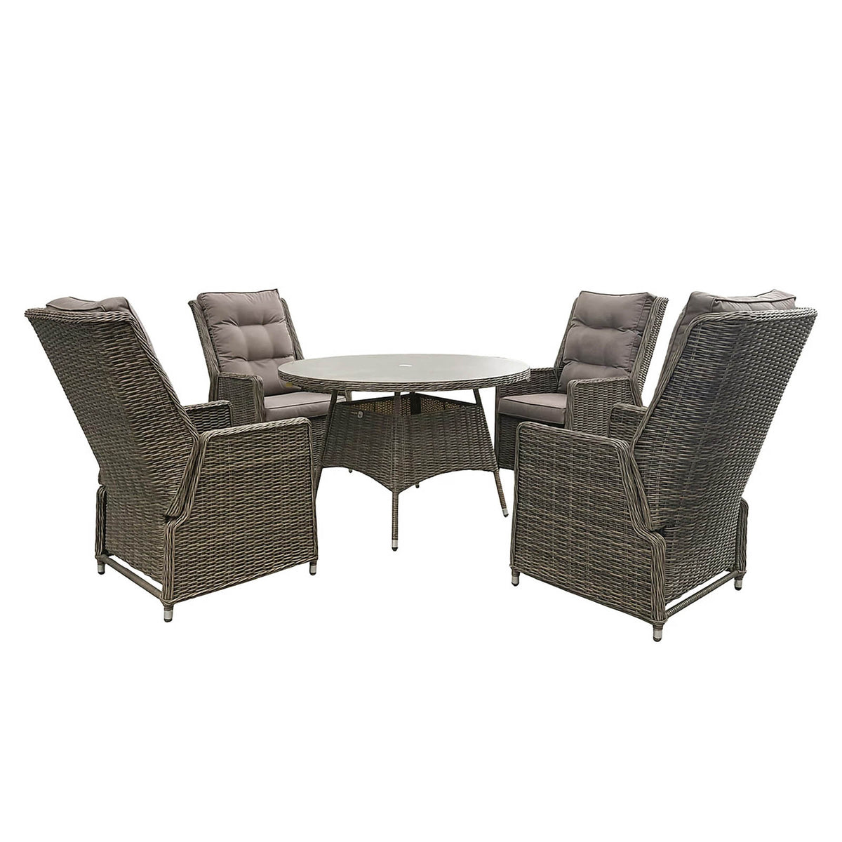 GoodHome Emali Round Dining Table 120cm Brown Rattan Effect Garden Patio - Image 5