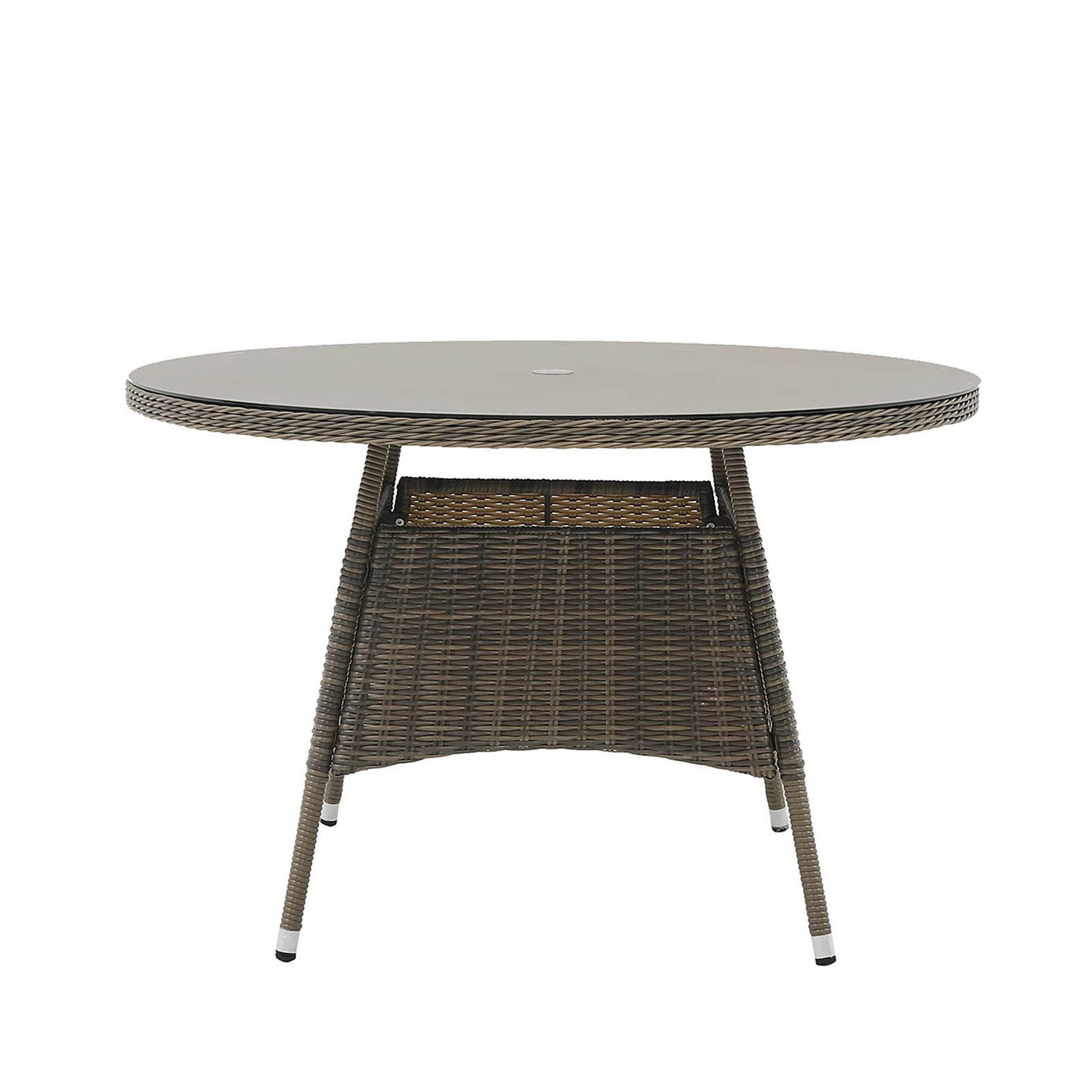 GoodHome Emali Round Dining Table 120cm Brown Rattan Effect Garden Patio - Image 7