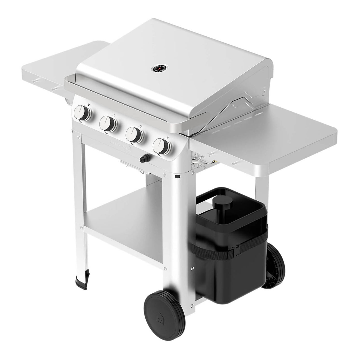 GoodHome Powell 4 Burner Gas BBQ Grill Stainless Steel Side Shelves - Image 1