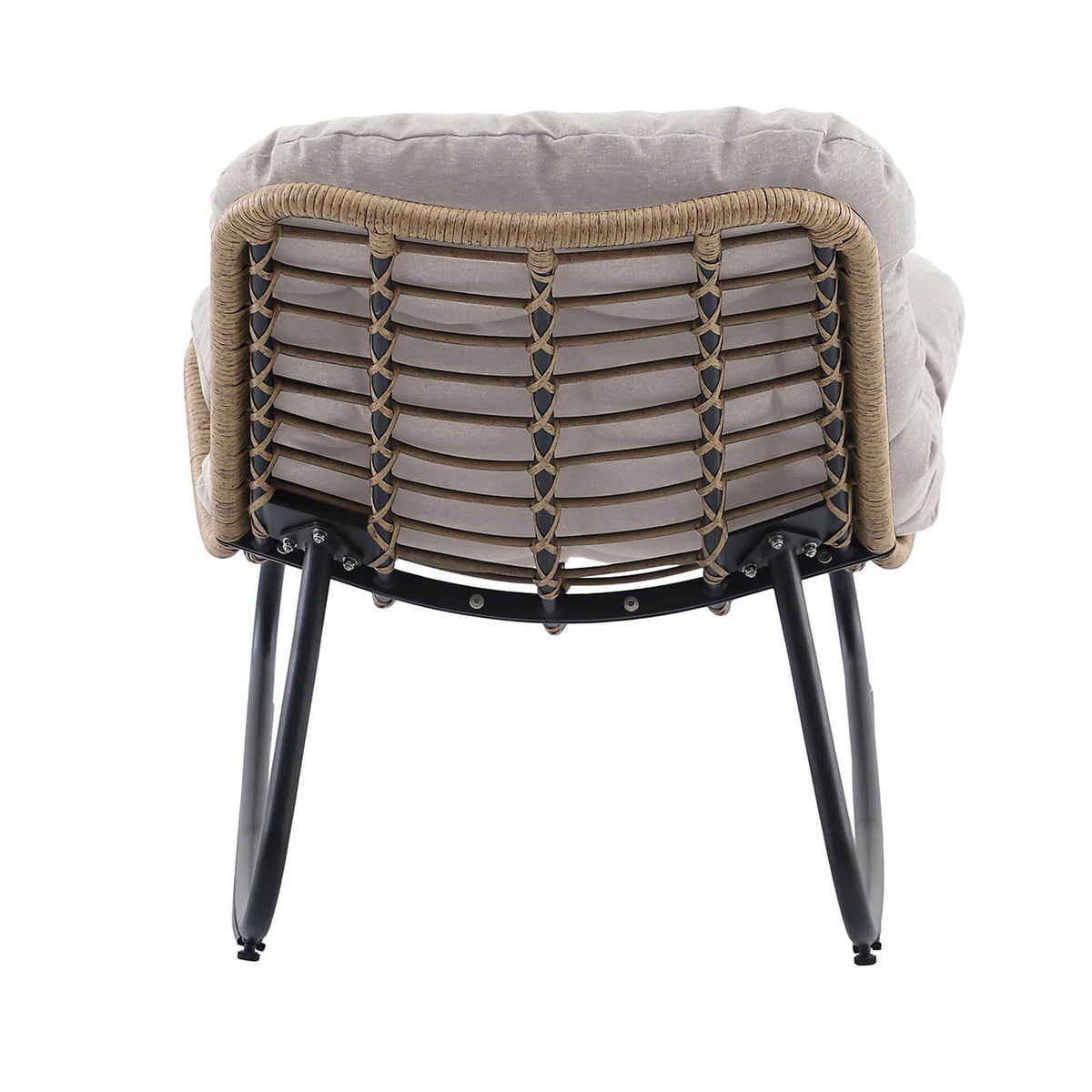 Rattan Effect Outdoor Rocking Chair Steel Frame Cushion Garden Patio - Image 3