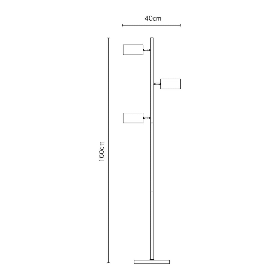 Inlight Floor Lamp 3 LED Adjustable Shades Antique Brass Metal Matt Black Modern - Image 2
