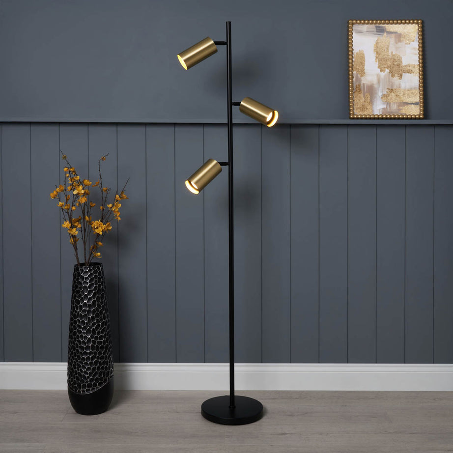Inlight Floor Lamp 3 LED Adjustable Shades Antique Brass Metal Matt Black Modern - Image 6