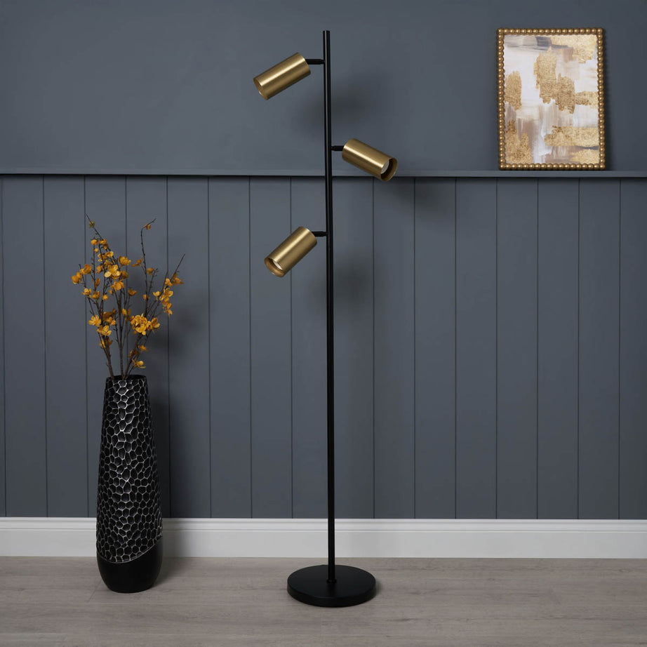 Inlight Floor Lamp 3 LED Adjustable Shades Antique Brass Metal Matt Black Modern - Image 7