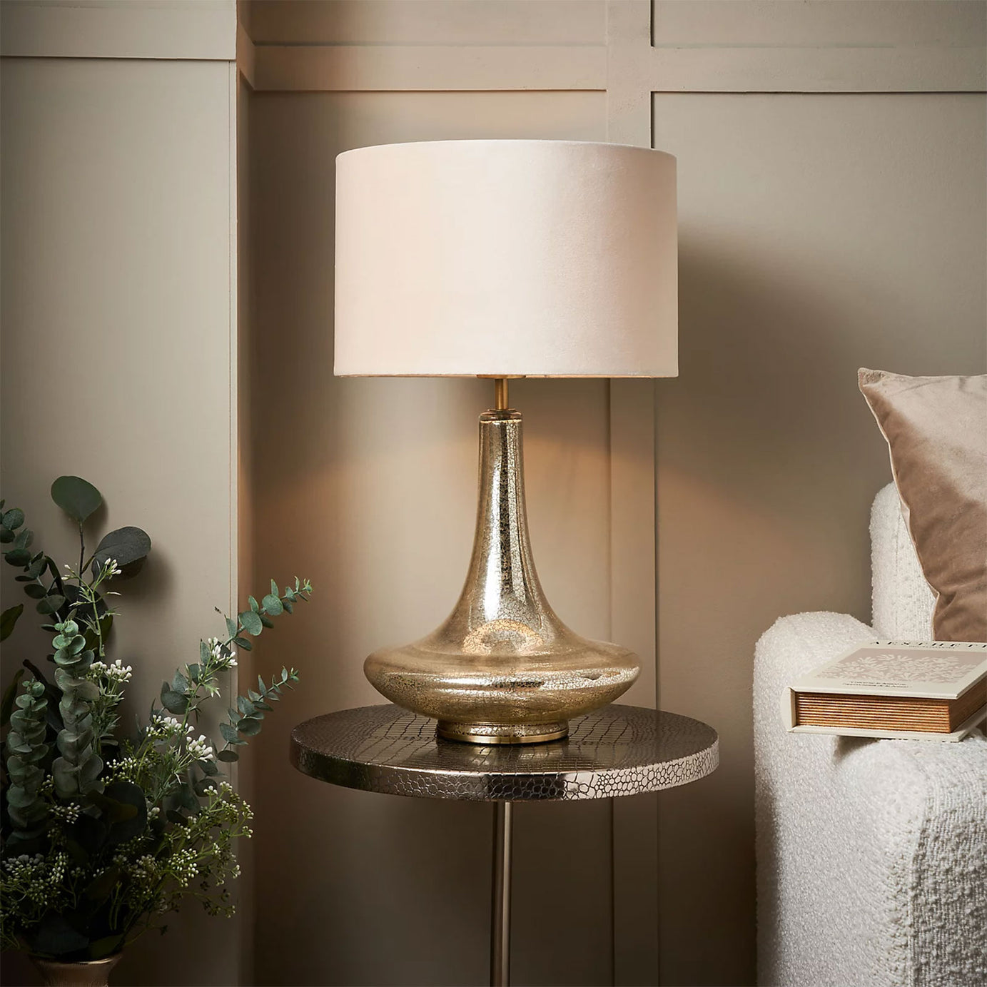 Inlight Passa Teardrop Mirrored Ivory & Champagne Gold effect Table lamp - Image 7