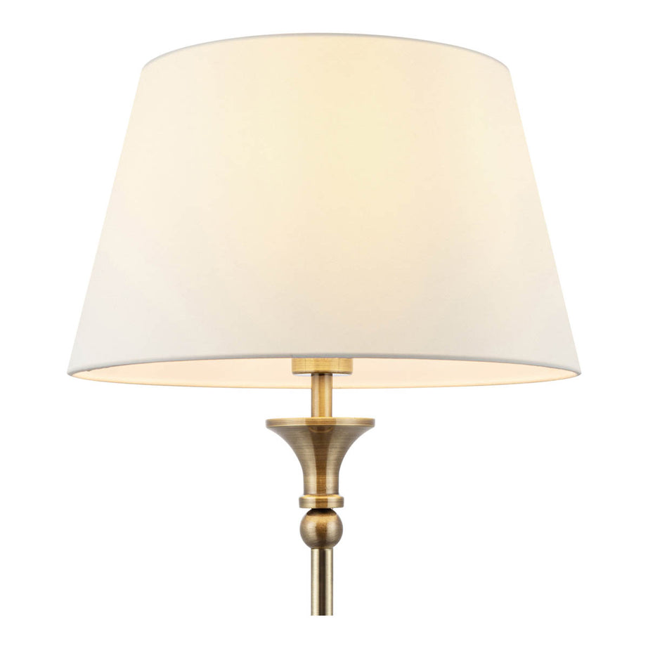 Floor Lamp LED Satin Cream Fabric Shade Antique Brass Effect Traditional - Image 7