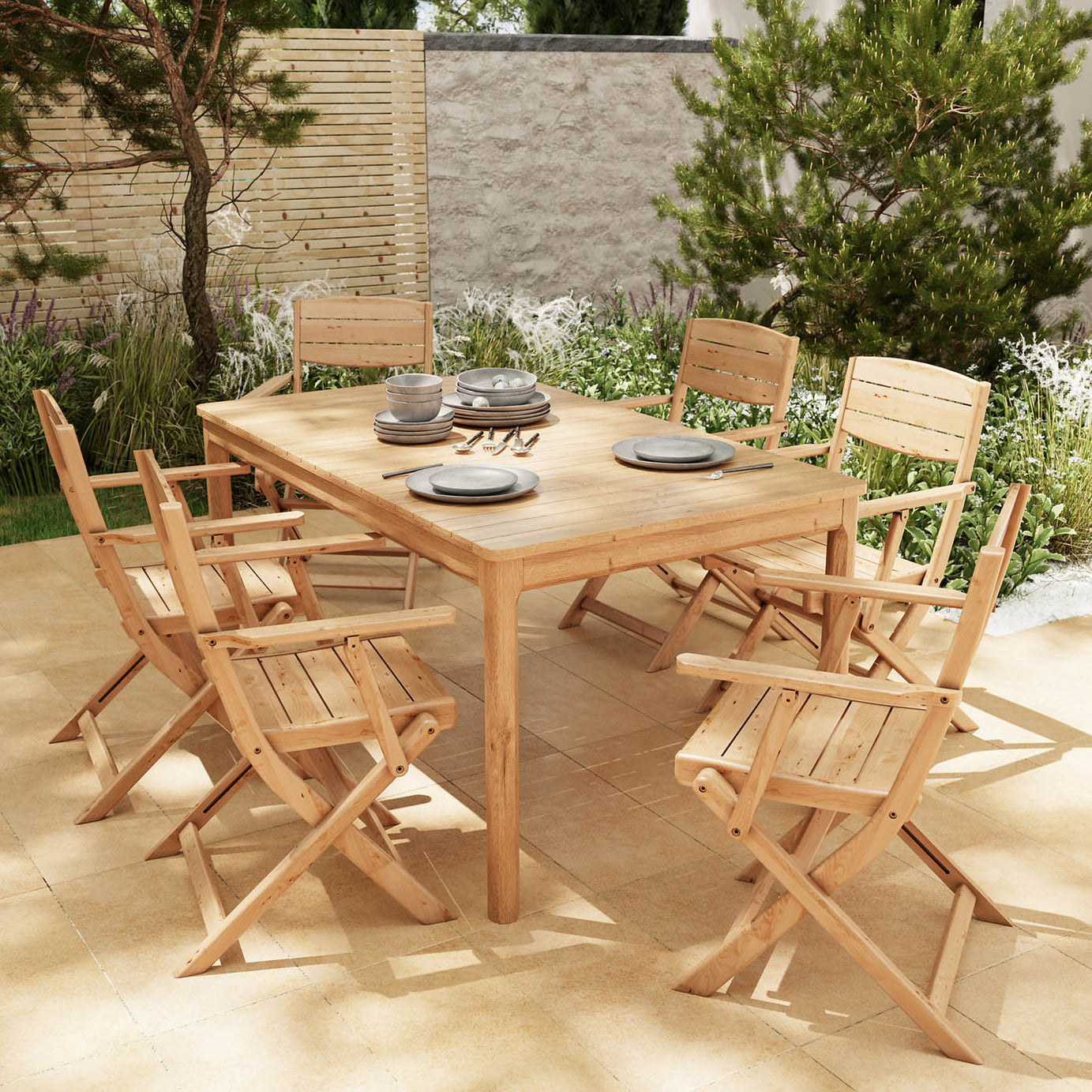 GoodHome Riveo Wooden 6 seater Rectangular Table - Image 4