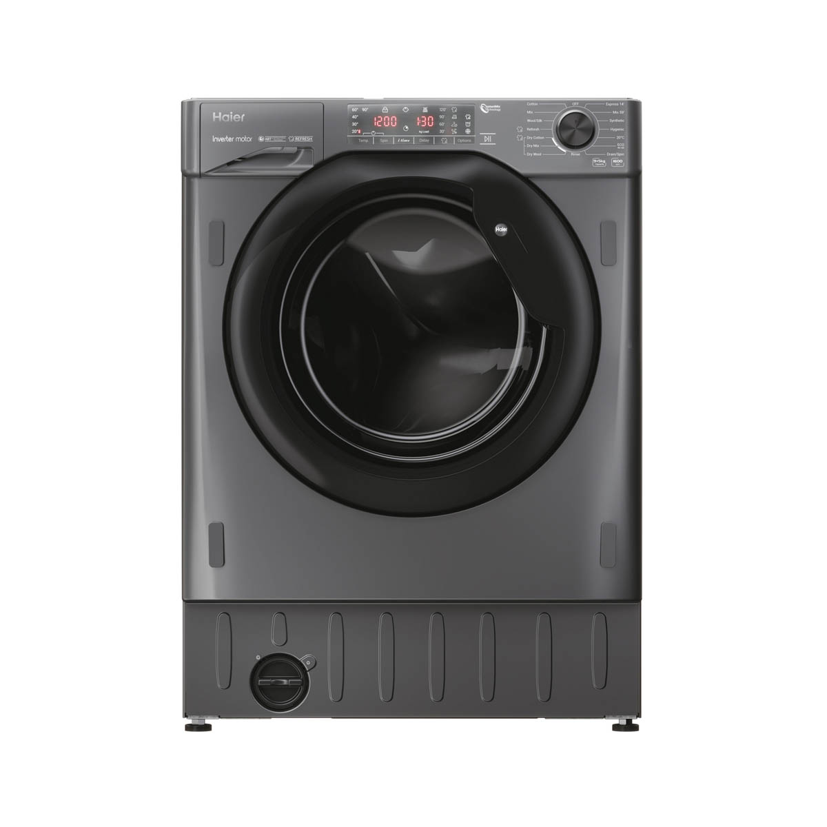 Haier Washer Dryer Built-in Condenser HWDQ90B416FWBRUK 9kg/5kg Grey 1600 rpm - Image 1