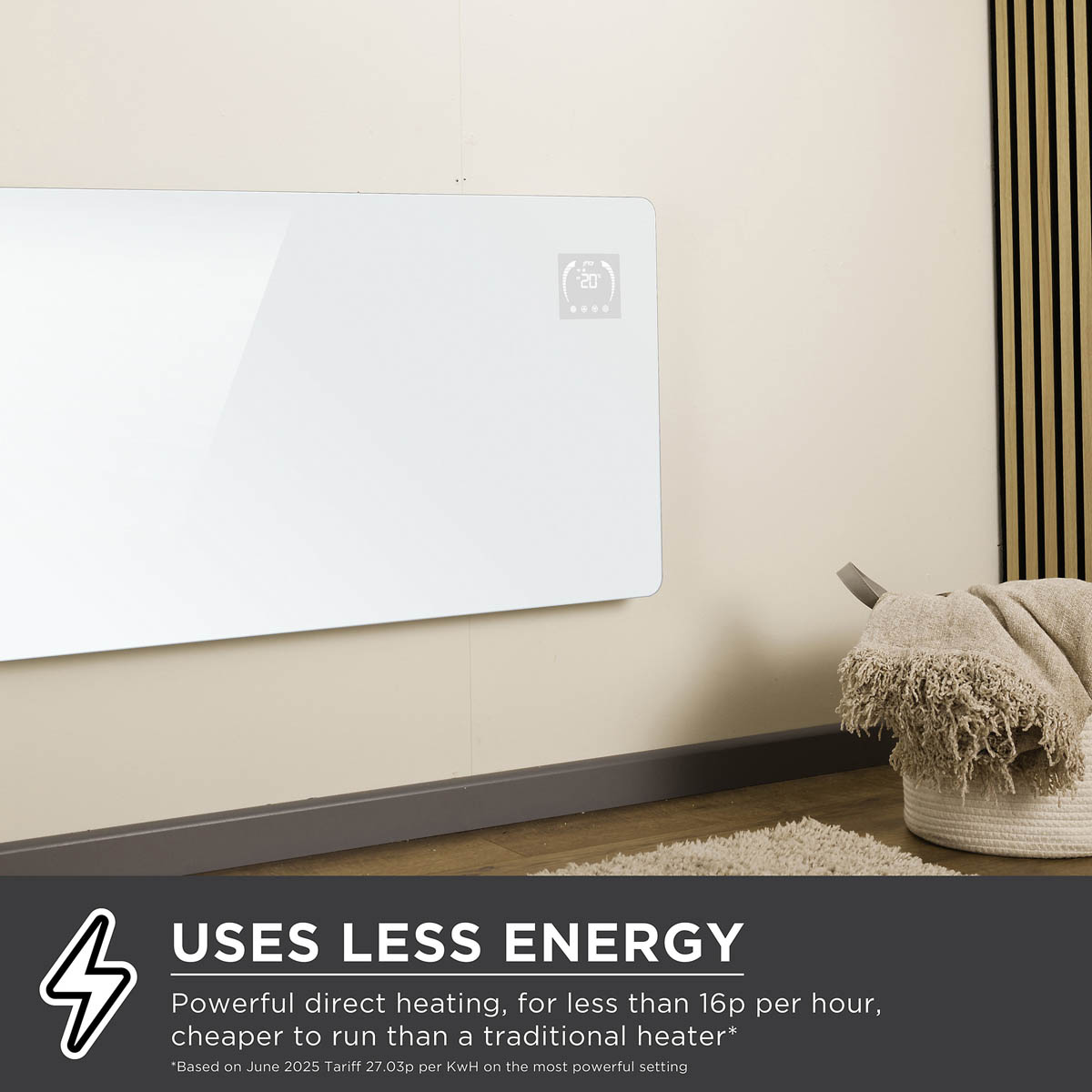 TCP Smart Panel Heater Infared Electric White Freestanding or Wall-Mounted 600W - Image 2