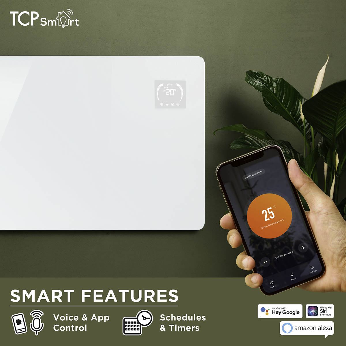 TCP Smart Panel Heater Infared Electric White Freestanding or Wall-Mounted 600W - Image 3