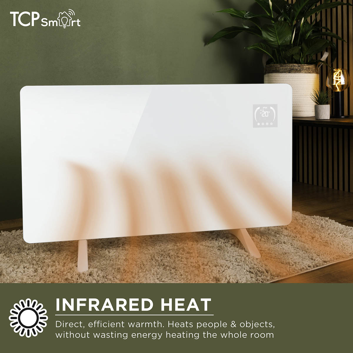 TCP Smart Panel Heater Infared Electric White Freestanding or Wall-Mounted 600W - Image 5