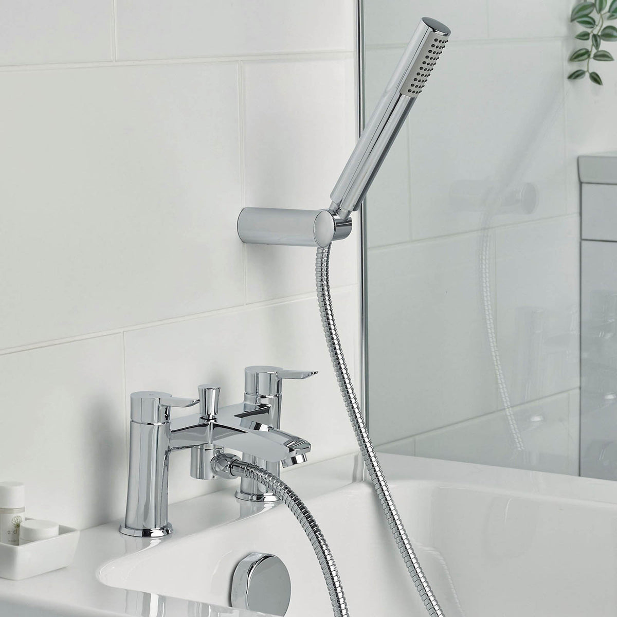 Bristan Bath Filler Tap Mixer Shower Chrome Dual Lever Single Spray Pattern - Image 3