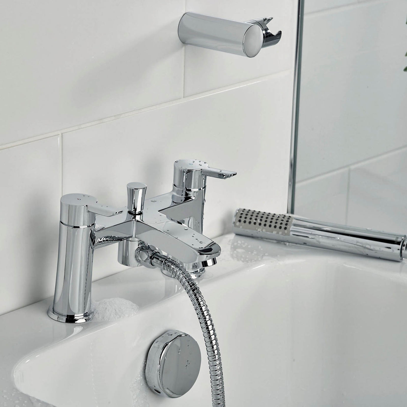 Bristan Bath Filler Tap Mixer Shower Chrome Dual Lever Single Spray Pattern - Image 5