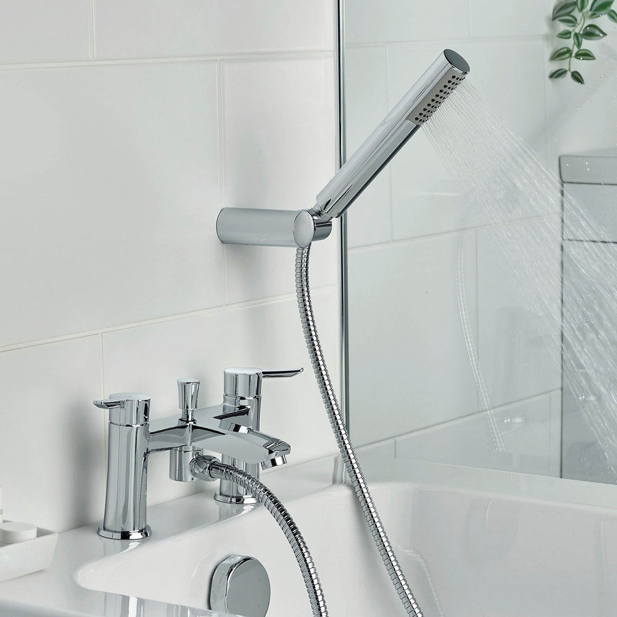 Bristan Bath Filler Tap Mixer Shower Chrome Dual Lever Single Spray Pattern - Image 6