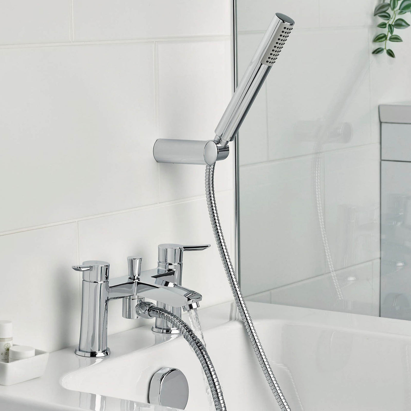 Bristan Bath Filler Tap Mixer Shower Chrome Dual Lever Single Spray Pattern - Image 8