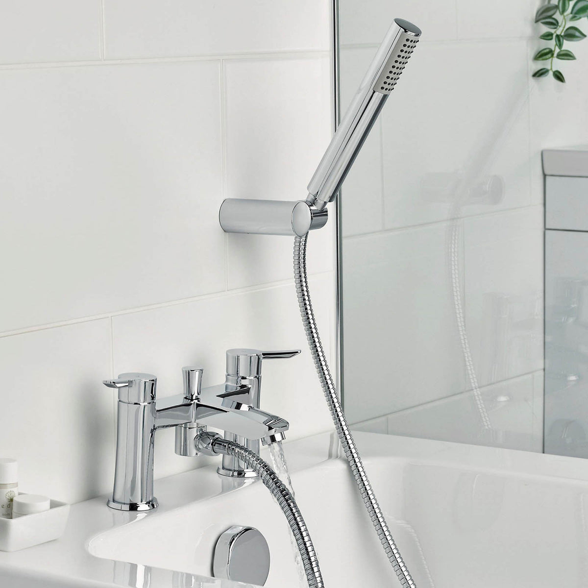 Bristan Bath Filler Tap Mixer Shower Chrome Dual Lever Single Spray Pattern - Image 8