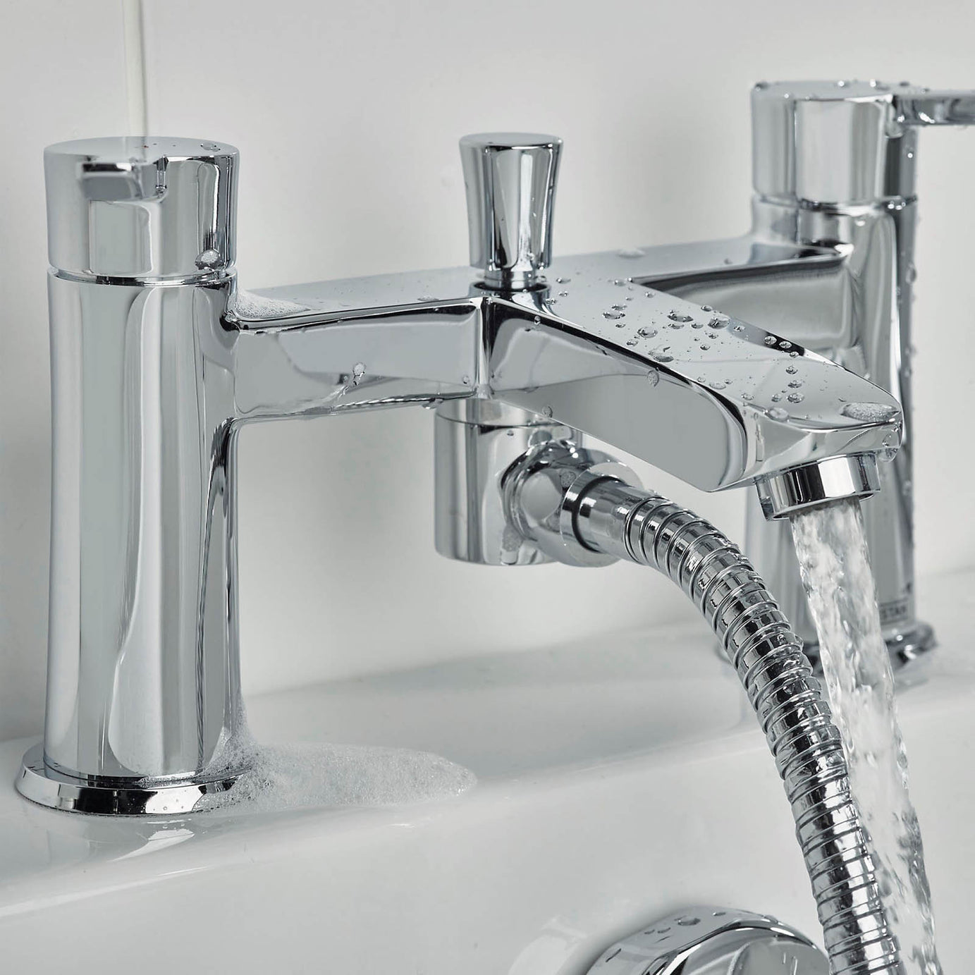 Bristan Bath Filler Tap Mixer Shower Chrome Dual Lever Single Spray Pattern - Image 9