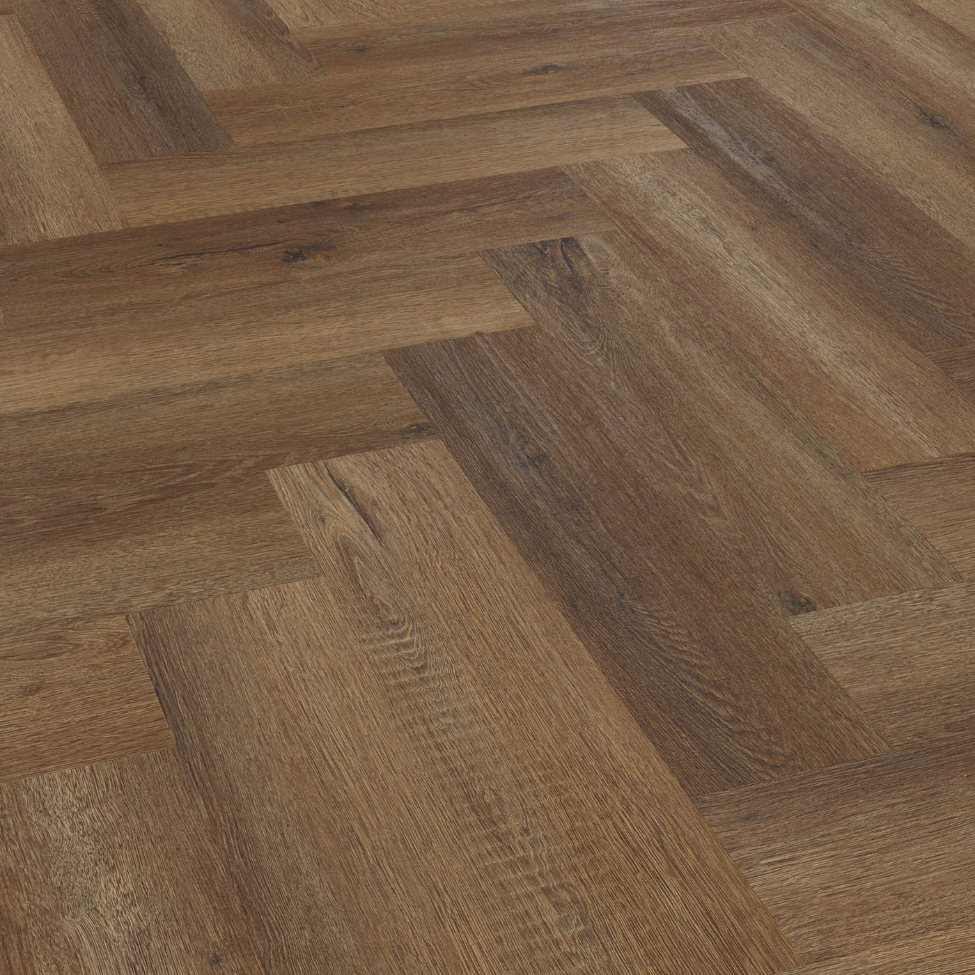 Dark brown Oak effect Embossed Herringbone Luxury vinyl click Planks, 1.95m² - Image 1