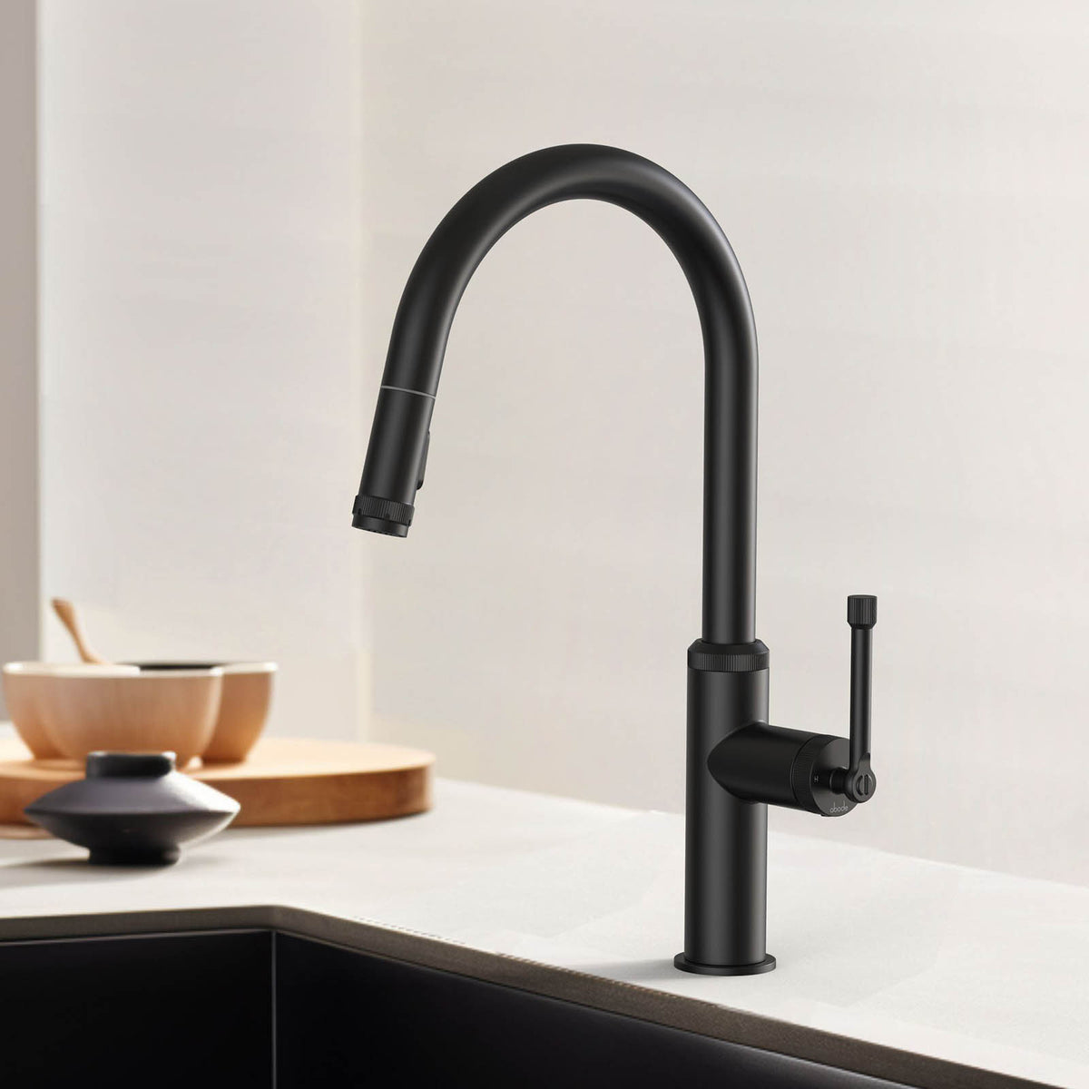Abode Kitchen Sink Tap Mixer Black Single Lever Pull Out Spout Modern Faucet - Image 3
