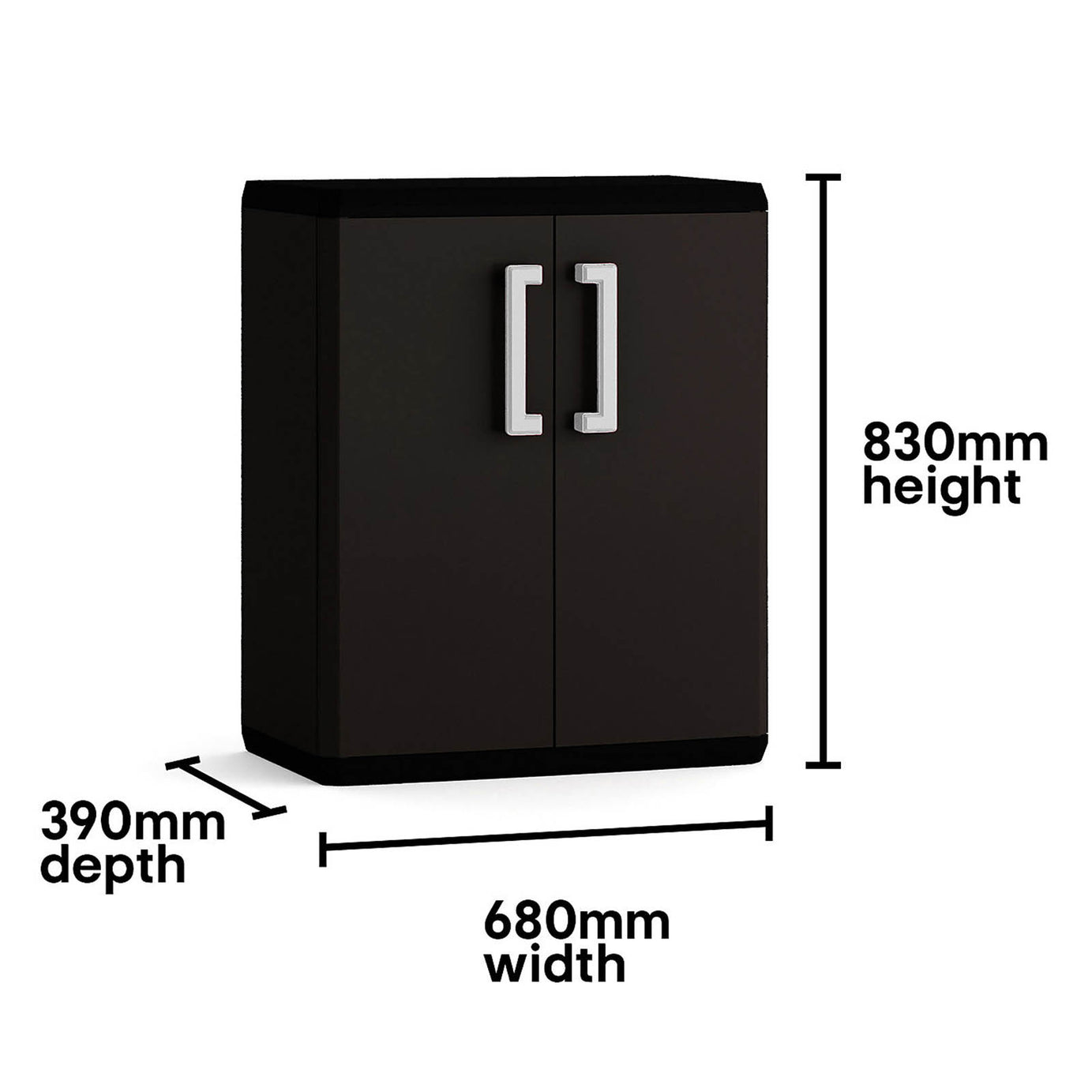 Keter Quadra Storage Cabinet 1 Shelf Black Utility Cupboard 83cm - Image 2