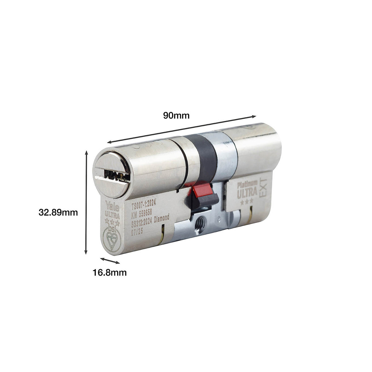 Yale Euro Cylinder Lock 40/50 Double Platinum Ultra 3 Star Nickel Effect - Image 4