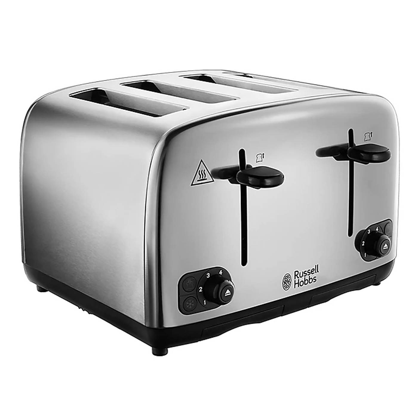Russell Hobbs 4 Slice Toaster Silver 6 Shade Settings Removable Crumb Tray - Image 1