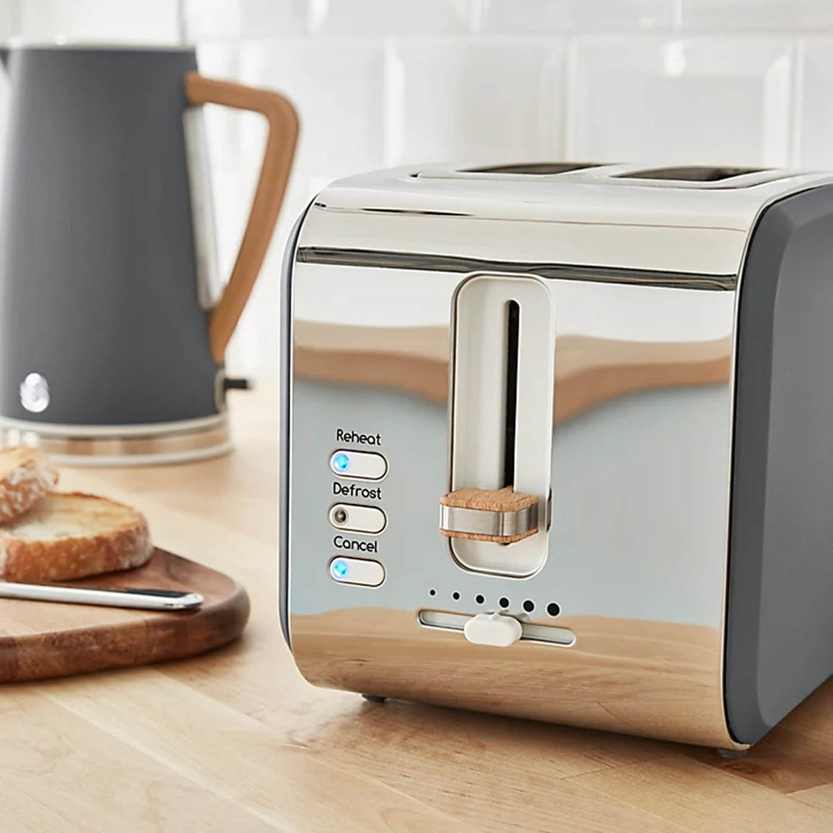 Swan 2 Slice Toaster Slate Grey 6 Shade Settings Removable Crumb Tray 900W - Image 3