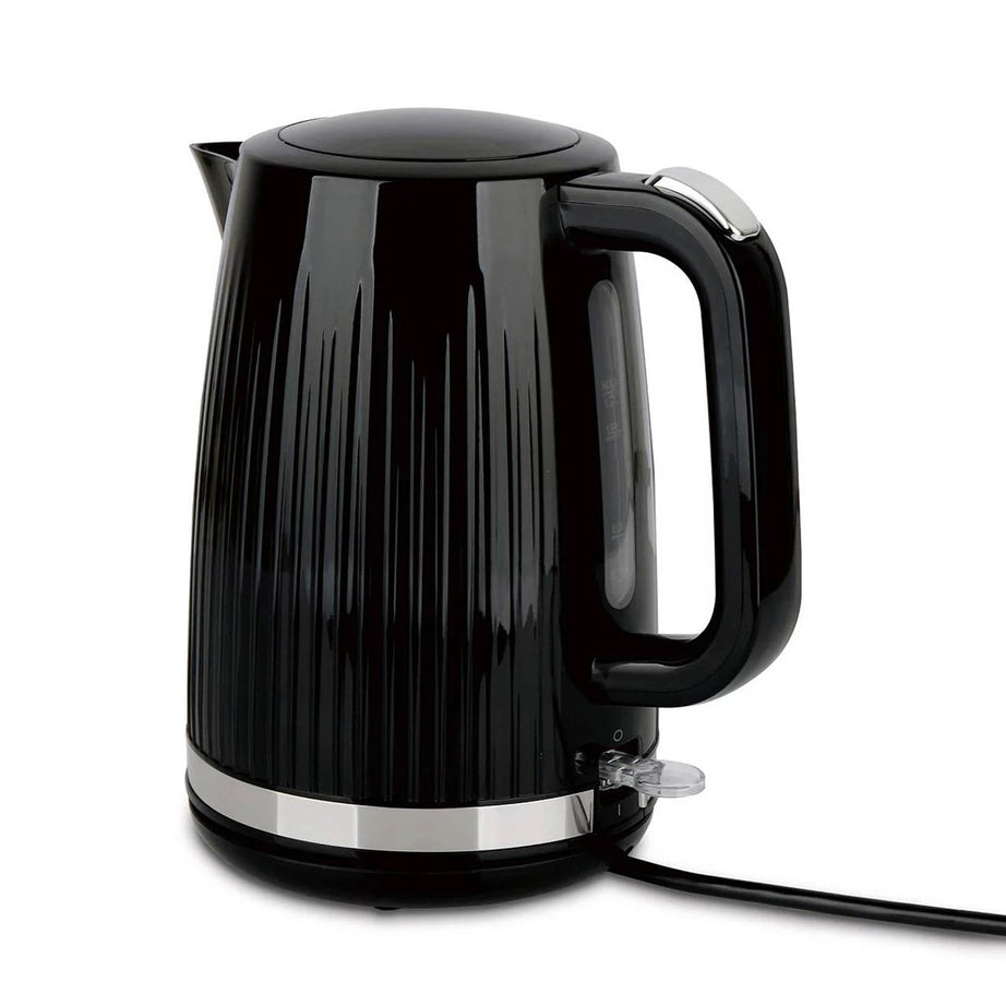 Nutmeg Kettle Black Fluted 1.7L Fast Boil Removable Limescale Filter Modern - Image 1