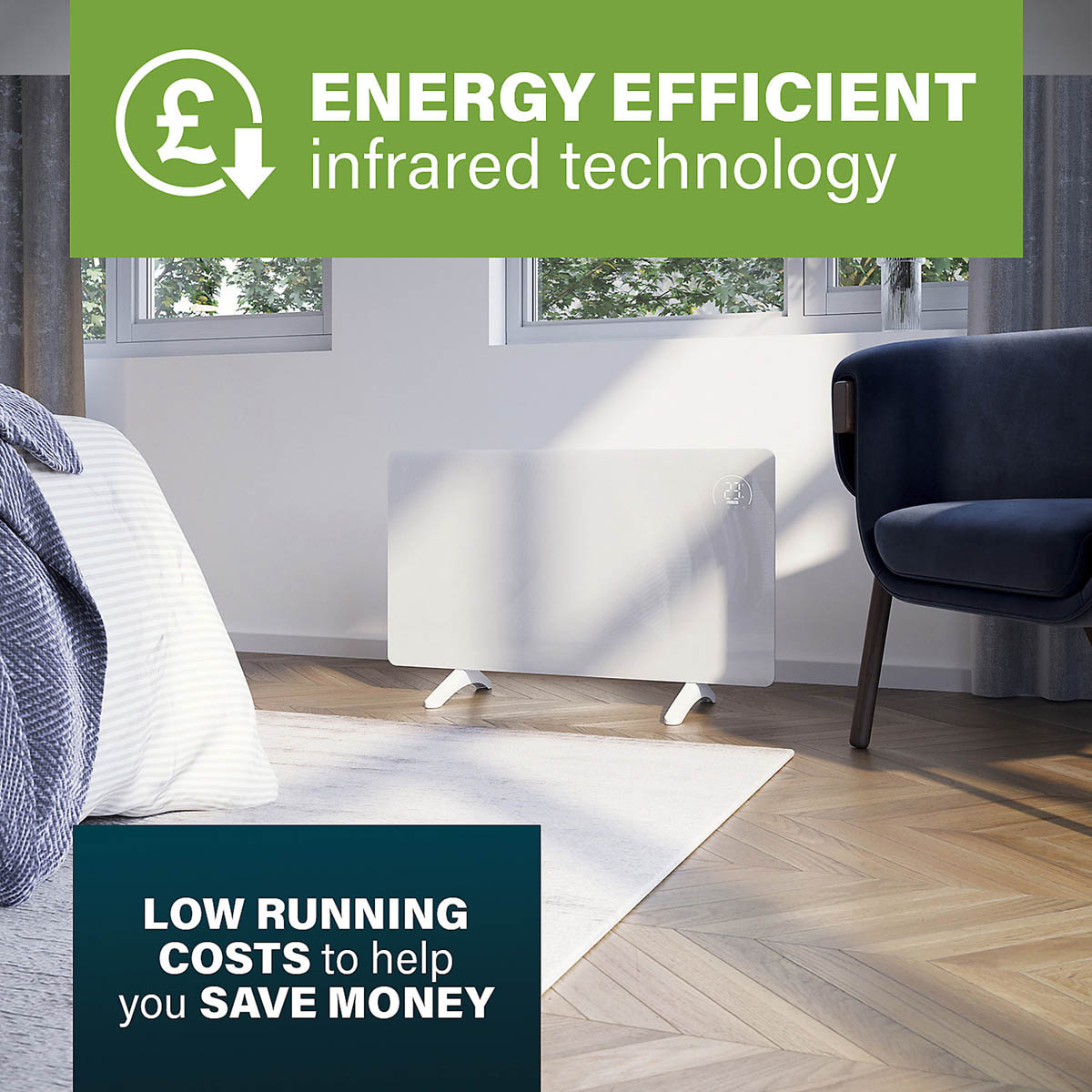 Princess Panel Heater Smart Electric Infrared White Timer Freestanding 480W - Image 8