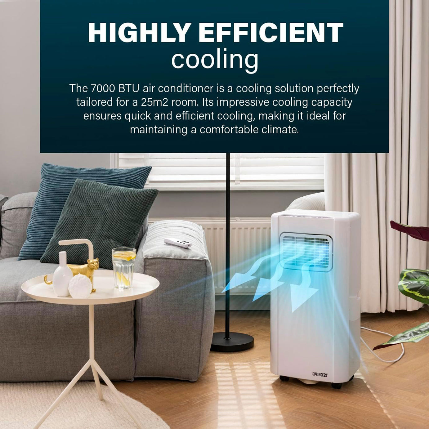 Princess Air Conditioner Mobile Compact Portable Digital Display White 9000BTU - Image 8