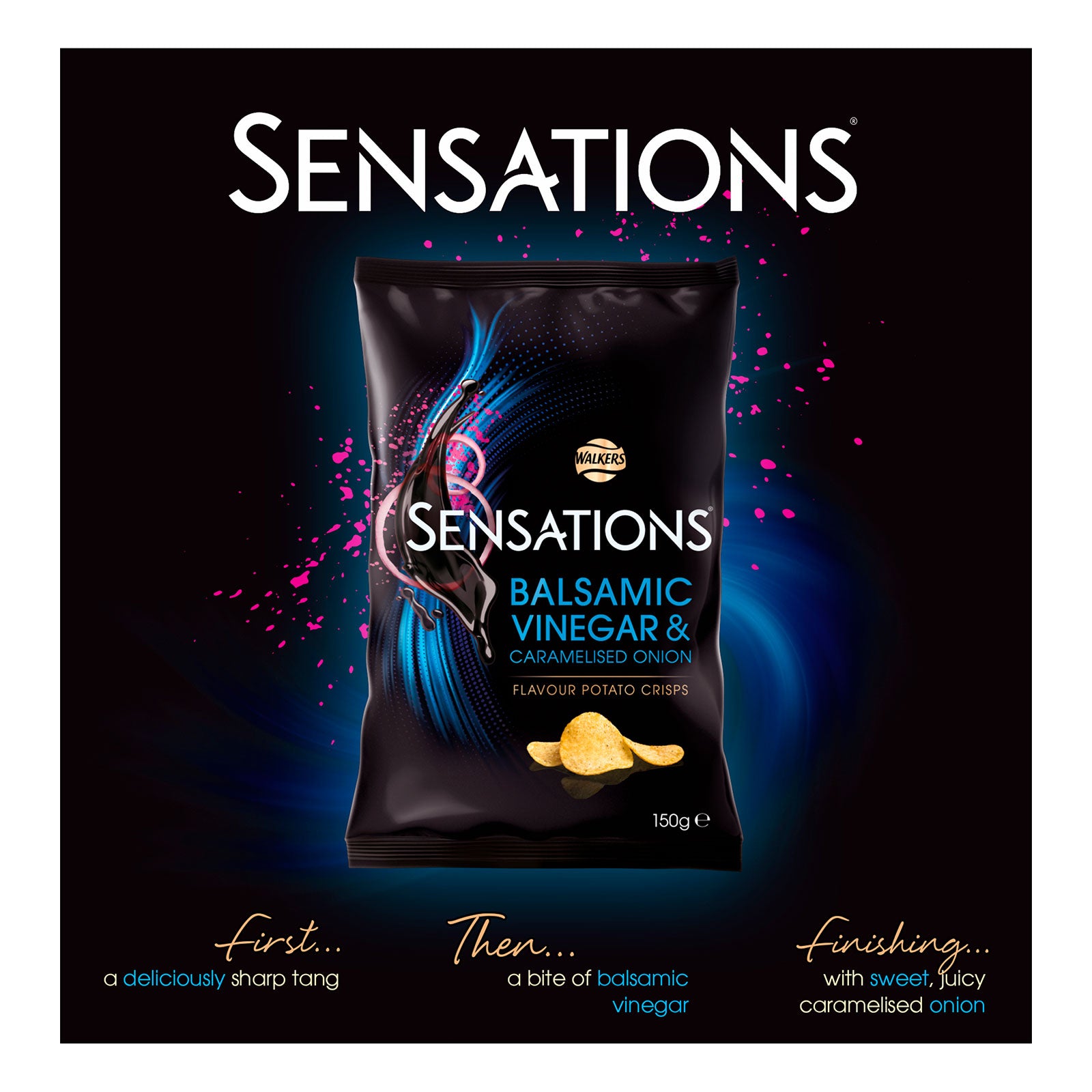 Sensations Crisps Balsamic Vinegar Caramelised Onion 12 x 150g - Image 2