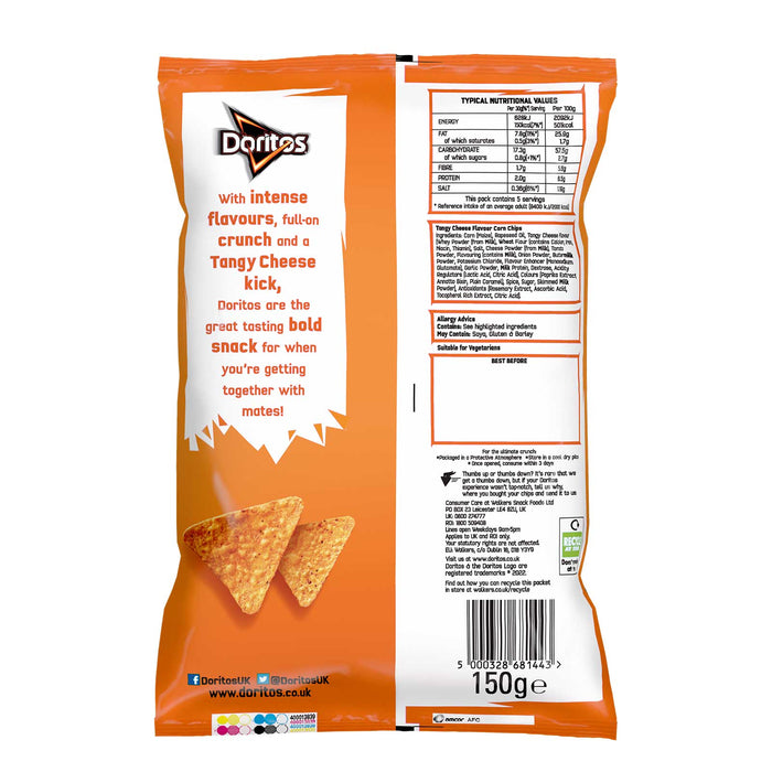 Doritos Tortilla Chips Tangy Cheese Snacks Sharing Pack 12 x 150g - Image 2